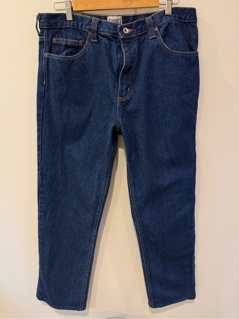 Classic Men's Dark Blue Denim Jeans - Diamond Gusset